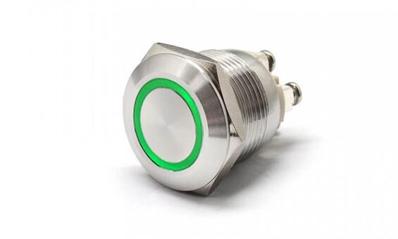 19 мм зеленый светодиодный дверной звонок с функцией фиксации, винтажный кнопочный выключатель света