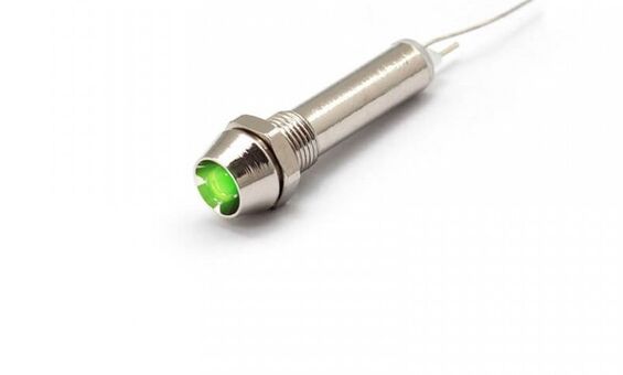 12V 6MM Металлический индикатор зеленого света с головкой под торцевой ключ
